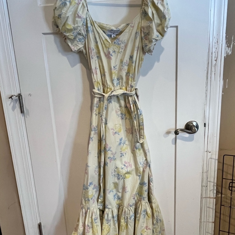 LoveShackFancy For Estelle Puff Sleeve Dress Yellow Floral Cottage Size 2 - Picture 3 of 5